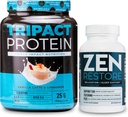 Nutrology TRIPACT Protein Powder, 7- in-1 Strava Náhradní Shake, Vanilla Latte Skořice Flavor (20 Doručování) Zen přírodní doplněk hořčíku (30 Doručování)
