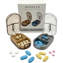 2PCS - Pill Cutter Splitter s Mini Pill Box - Pill Cutters pro malé nebo velké Pills Professional - 4 Way Pill Splitter 1 / 4 - Pill Splitter s Centry Device - Gray & Brown
