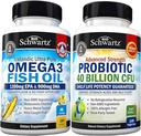 Trojitá síla Omega 3 Fish Oil Softgels (2 měsíční dodávka) Plus 40 miliard CFU denní doplněk probiotika (2 měsíční dodávka)