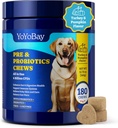 Probiotika pro psy - 6 miliard CFU, Psí probiotika s prebiotickými a stravitelnými enzymy pro Gut, imunitní a kožní zdraví - Turecko & dýně Flavor, 180 měkkých žvýkaček