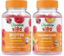 Lifeable Biotin Kids + Magnesium Citrát Kids, Gummies Bundle - Great Ochutnávání, dodatek k vitamínu, gluten zdarma, GMO zdarma, Žvýkací žlab