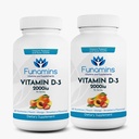 Vitamin D3 Gummies, 2- Pack, 60 Počet každý, 2000iu per Serving, Podporuje imunitní systém a zdraví kostí; pro děti a dospělé; Broskve, Mango, Jahodové ochucené