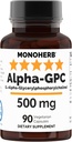 Monoherb Alpha- GPC 500 mg - 90 Veganových kapslí, nootropní pro podporu mozku, zaměření, paměť, motivace a energie