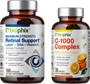 biophix Retinal Support Maximální síla Complex Formule 100 Kapsle - Volný C- 1000 30 Tablety - Zinek Vitamin C E Lutein DHA Omega33 Astaxanthin Hyaluronic Acid - Podporuje oční vidění zdraví