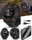 Nositelný 4U Garmin Instinkt 3 Solar 45 mm, Rugged Outdoor GPS Smartwatch, Metal- vyztužený Bezel, Built- in Flashlight, Až 28 dní života baterie, černá s černou páskou Bundle