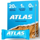 Atlas Protein Bar - 20g čistý protein, 1g přírodní cukr, žádné semenné oleje, gluten zdarma, žádné umělé sladkosti - Vanilla mandle 24 Počet