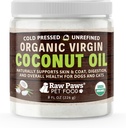 Raw Paws Organic Virgin Coconut Oil for Dogs & Cats, 8-oz - Podporuje imunitní systém, trávení, orální zdraví, štítné žlázy - Všechny přírodní alergie Relief for Dogs - Hairball Relief