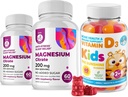 Vitamin D Gummies pro děti a dospělé 2000 IU a hořčík Gummies - zdravé vitamíny D3 doplňky 1000IU - Vegetarian Gelatin- Free Imunitation Support with Sugar- Free Magnesium Calm Chews for Kids & Dospělí