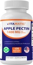 Vitamatic Apple Pectin 700mg - 120 Vegetariánské kapsle na láhev přírodní dietní vláknina dodatek - Podporuje stravitelné zdraví & Regularita *