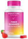 Pink Stork Prenatal Fiber Gummies pro ženy - 3g Prebiotický inulin z Chicory Root - Přírodní těhotenství & Poporodní Stool Softeners pro zácpu a stravitelné zdraví - 60 Vegan Fiber Chews