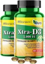 America Medic & Science Xtra D3 Vitamin D 5,000 IU (125 mcg) Cholekalciferol dodatek pro muže a ženy (120Easy to Swallow Softgels) 2pack currency 124; Nejlepší pro kosti, srdce zdraví, imunitní systém podpora, Lung funkce