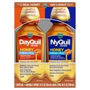 VICKS DayQuil & NyQuil SEVERE Honey Flavor Co-Pack, Cold & Flu Medicine, Relieves Head, Fever, Sore Throat, Minor Aches & Pains, Nasal Congestion, Sinus Pressure, Stuffy Nose, and Cough, 2x12oz