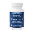 BRAINMD Vitamin D3 + K2- 60 Kapsle - Synergistická podpora pro zdravé kosti & Cognition - Gluten zdarma - 60 Služeb