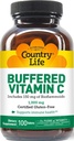 Country Life Buffered Vitamin C 1000mg s bioflavonoidy, vápník, hořčík, draslík - imunitní podpora, Vegan Kapsle, gluten- Free, Gentle on Stomach - 100 Tablety