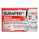 Sudafed PE Sinus Tlak + Bolest Relief Tablety, Maximální síla, Non- Drowsy, OTC Sinus Relief Medicine s Acetaminofen Pain Reliever & Fenylefrin HCl Nasal Decongestant, 24 ct