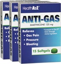 HealthA2Z ® Gas Relief Simethicone CLAS124; 125mg CLAS124; Relieves from Stomach Discomfort and Gas CLAS124; Anti Flatulence CLAS124; Relieves Gas Fast and Floating (15 Counts (Pack of 3))