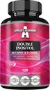 APOLLO 'S HEGEMONY Dvojitý Inositol 120 Vegan Kapsle - Myo- Inositol + D- Chiro- inositol v Optimální 40: 1 poměr - 615 mg na kapsli - 4 měsíce Dodávka - Vitamin B8 Dodatek