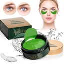 Zelený čaj Matcha Zapalovací oční maska, 30 párů Kolagen Záplaty pro jemné linky, vrásky, pod očními vaky & Puffy Oční ošetření, Tvář Gel Pads, které snižují známky stárnutí