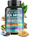 Sea Moss Extract, Black Seed Oil, Ashwagandha, Turmeric & More - 10- in-1 Bylinný dodatek s Black Pepper & Elderberry - 60 Kapsle