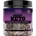 Clean + Lean Night Keto: První někdy přes noc Ketogenic Tuk Burner & Sleep AIDS 124; BHB Ketony + MCT Oil Extract + Vitamíny & Minerály 124; 24 HR Diet Spánek Velká ztráta hmotnosti 124; Všechny přírodní & GF 124; 60 Caps