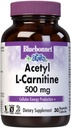 Bluebonnet Nutrition Acetyl L- karnitin, Transports Fatty Acids, Boosts Cellular Energy, Soy & Gluten- Free, Kosher Certified, Vegan, 30 Zeleninové kapsle, White, 500 mg