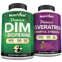 Nutriční Premium Resveratrol Kapsle a DIM doplněk Bundle: High- Absorpční Resveratrol Dodatek a DIM pro obnovu, rovnováhu a vitalitu