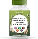 Superfood MD Oregano Oil Česnek Extract Olive Leaf Black Seed Oil Astragalus- pro ženy a muže - 60 Počet