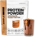 Čisté jednoduché jedí syrovátkové bílkoviny prášek, čokoládové arašídové máslo Flavor přirozeně slazené, 100% tráva Fed protein prášek s trávicí enzymy & žádné umělé přísady, gluten zdarma, 30 Serings