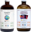 LIQUIDHELTH Kompletní vícenásobný multivitamin a vápník a hořčík tekutý vitamin Bundle pro dospělé - celé tělo zdraví, imunitní systém, Kostní a společná podpora - Celé potraviny, Vegan, Non- GMO, USA Made