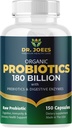 Organic Probiotics 180 Bilion CFU - 40 Strains Vegan Probiotika + Prebiotika + Digestive Enzymy - Gut & Imunitary Health - 100% čisté, maximální potence & akumulační stabilní - Vyrobeno v USA