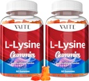 L- Lysinum 1000mg Gummies - Podporuje pleť, Lip, Vegan, gluten zdarma, 60 Žvýkací lysin pro dospělé, Vitamíny Tissue Zdraví a imunitní systém, Amino kyselina vitamin dodatek a komplexní doplňky (2 Pack)