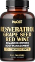 Trans Resveratrol dodatek s výtahem červeného vína, Imunitní & Body Management Complex - Echinacea, Česnek Bulb, Berberine HCI, Mléko Thistle & Více - 200 Kapsle pro 100 Služeb