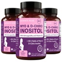 Inhalační Rose Myo-Inositol & D-Chiro Inositol Blend - 40: 1 Směs poměr - Dámské denní Wellness podpora - Vitamin D & Ashwagandha, 3 Lahve