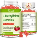 L-methylfolát 15 mg gumové s methyl B12, Folát dodatek pro nádech, zdraví mozku, imunitní podpora, Malina Flavor, 120 Počet