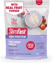 SlimFast High Protein Smoothie Mix Plus Ovocný prášek, High Protein Meal Náhradní prášek, Vláknina, Vitamin C, 21 Služební, 1.29 Pounds, Triple Berry Vanilla (Balení květen Vary)