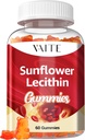 Slunečnice Lecithin Gummies 800mg - Vegan, Non- GMO, Soy- Free & gluten- Free - Podporuje denní výživu, Easy- to- Digest Chews pro dospělé, Doplněk k laktaci, Natural Wellness Support - 60 Vegan Gummy