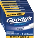 Goody bolesti hlavy Powder Extra Strength Pain Relief, Triple Action Bolest hlavy Relief s aspirin, Acetaminophen & Caffeine, 24 Počet, Balení 6