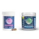 BIOHM Ženské Probiotika 30B CFU & Super Zelené / Děti Berry Blast Bundle: Gut & Celková podpora zdraví, 9 Strains, 30- denní dodávky, bohaté na antioxidanty