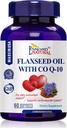 Flaxseed Oil s CO Q-10 (Denní antioxidační a kardiovaskulární systém podpory), GMP, Přírodní produkt Assn Certified, Made in USA - 400mg, 60 Softgels