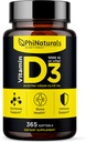 PhiNaturals Vitamin D3 1000iu Softgels Dodatek Olive Oil Base 365 Gel Caps Jeden rok Dodávka VIT D, Vitamina D 3 1000 iu