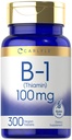 Carlyle B1 Vitamin 100mg PHARMAN 124; 300 tablet PHARMAN 124; dodatek pro ženy a muže PHARMAN 124; jako thiamin HCl HCl 124; Vegan, Non- GMO & gluten zdarma
