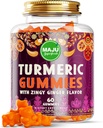 Maju Superfoods Kurkumin Gummies 60ct, Zingy Ginger Taste, Black Pepper Extract for Enhanced Absorption and Potency, Turmeric Gummies for Dospělí a děti