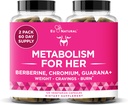 Metabolismus pro ni - Podpora appetite & metabolismus pro ženy - Cukrová chuť, snížení kalorického příjmu a podpora pocity plnosti - Berberine, Pikolinát chromitý & Guarana - 120 Veg Kapsle