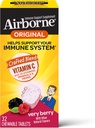 Airborne 1000mg Vitamin C Žvýkací tablety se zinkem, Imunitní Supplement podpory s výkonnými antioxidanty Vitamíny A C & E - 32 Žvýkací tablety, Velmi Berry Flavor