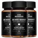 Live Beard Beard Boost - Vousy Růstové Vitamíny pro muže s biotin, kolagen, Křemík, Fo-Ti Root - Facial Vlasy Růst pro muže, Vyrobeno v USA 124; 90- Day Supply