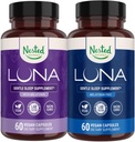 Nested Naturals Luna Sleep Aid Bundle 124; Luna & Luna Melatonin- Free Sleeping Pills with Natural Ingredients Melatonin, Valarien, & Více (120 Počet)