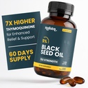 Holistiq Black Seed Oil Organic Cold Pressed Kapsle 124; 5% Thymoquinone Oil 124; Non- GMO & Vegan Oil 124; Nigella Sativa Black Cumin Seed Oil, Omega 3 6 9 Podpora odolnosti dospělých - 120 Softgels, 2 měsíce Dodávka