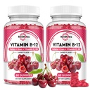 Vitamin B12 Gummie - 5000 mcg methylkobalamin se železem, Vitamin C, D3 & Folát, Podpora energie a metabolismus, imunitní, B-12 Komplexní Žvýkací doplněk pro muže a ženy, 120 Počet, 2 Pack