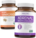 Ashwagandha & Adrenal (2- Month Supply) Adrenal Balance Pack - Organic Ashwagandha Natural Adrenal & Cortisol Support (120 Caps) & Adrenal System & Cortisol Manager L- Tyrosine Fatigue Support (120 Cap)