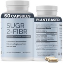 OPTIVIDA Sugr-2-Fibr - Premium Blood Support Supplement * (60 Count) - Support Health Blood Sugar Levels * by Supporting Glucose Metabolism to Fiber * - Gluten Free, Non GMO, Veggie Capsules.